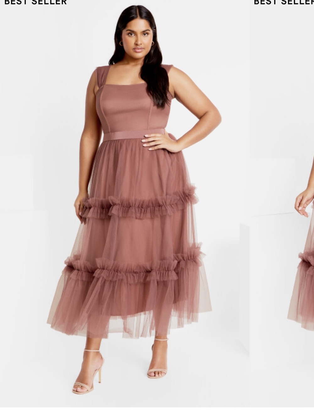 City Chic Charming Tulle Tier Dress - vintage rose size 18